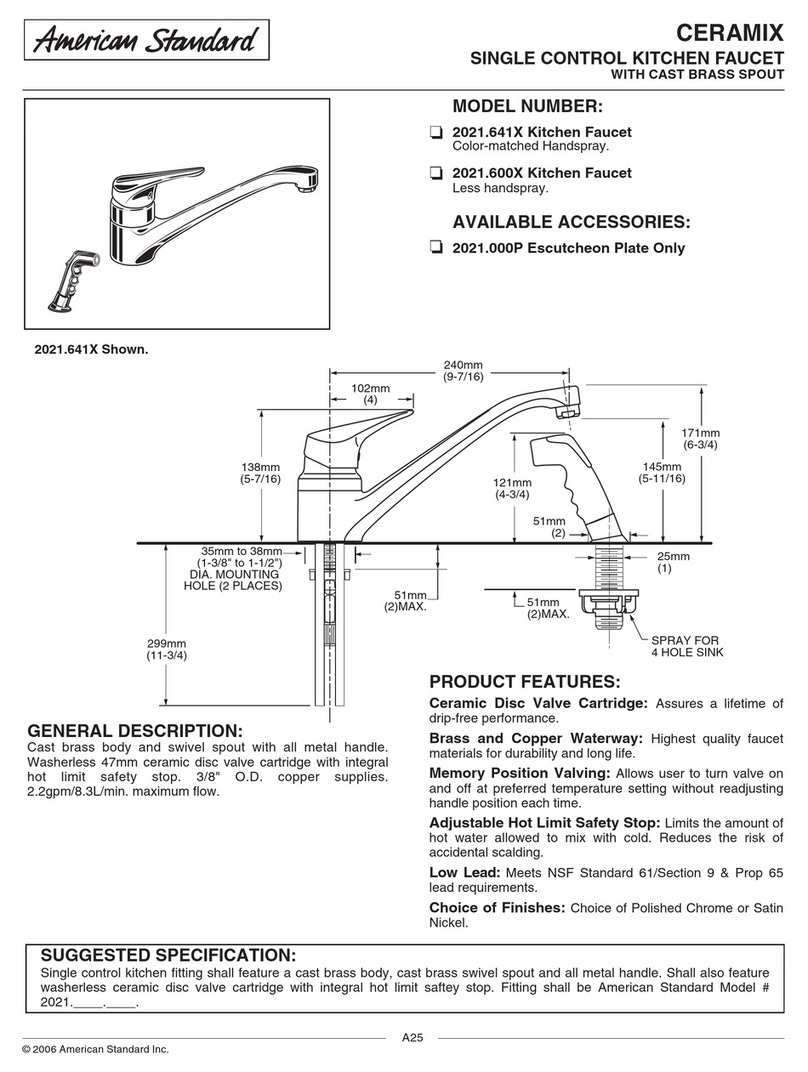 American Standard CERAMIX 2021.600X Features & dimensions