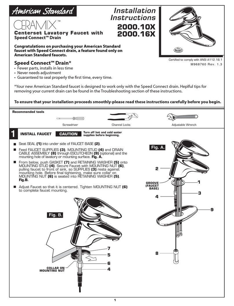 American Standard Reliant 3 7385 Series installation instructions