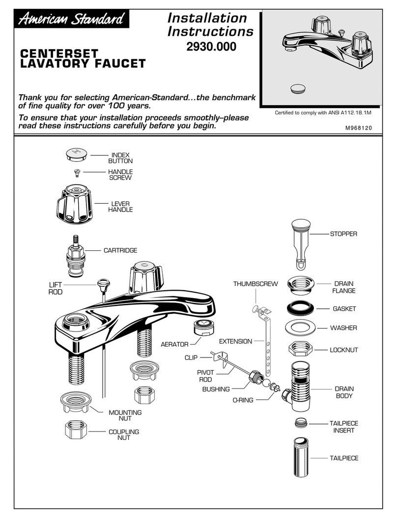 American Standard Centerset Lavatory Faucet M968120 installation instructions
