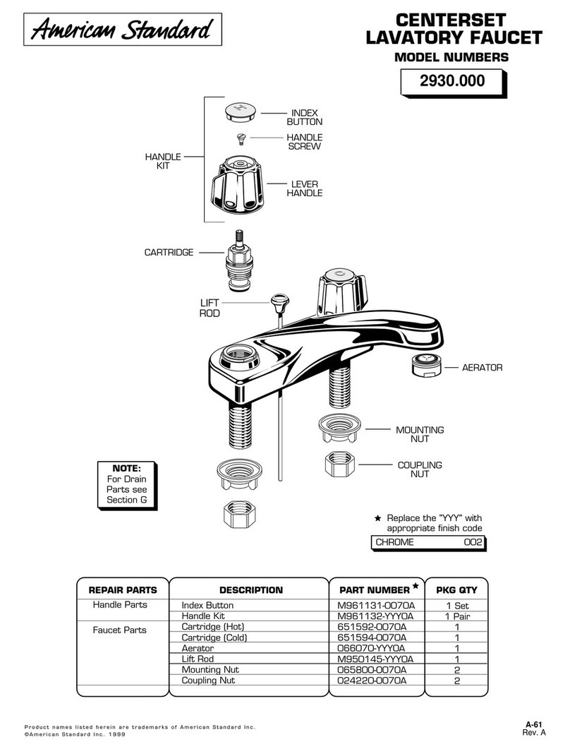 American Standard Centerset 2930.000 repair parts