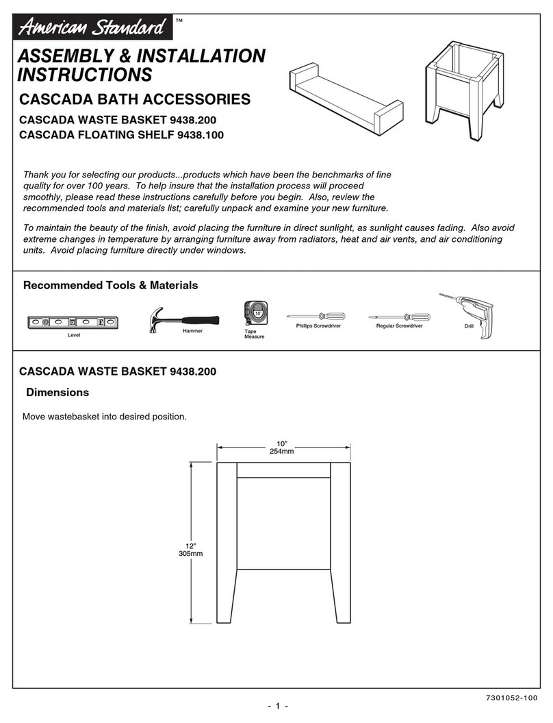 American Standard Cascada Floating Shelf 9438.100 Instruction manual American Standard Cascada Floating Shelf 9438.100 Instruction manual
