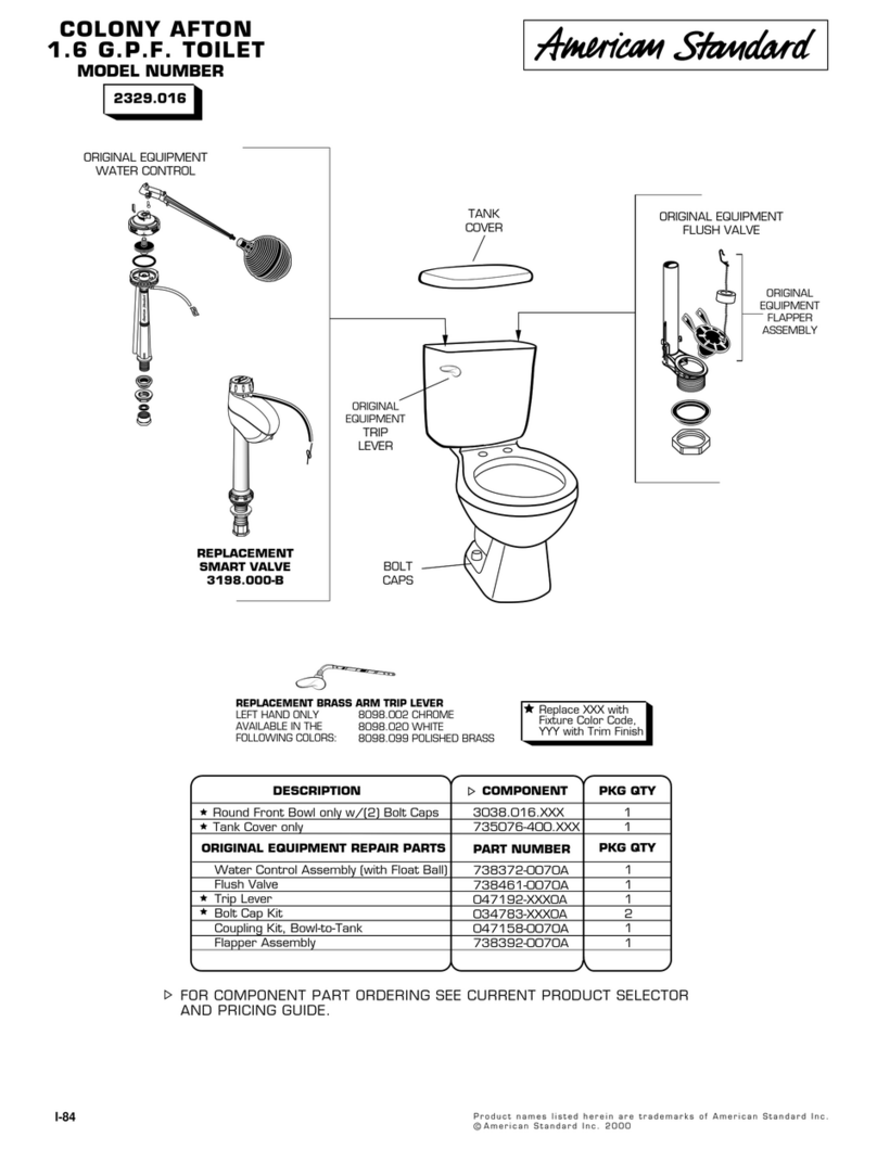 American Standard Colony Afton Round Front Toilet 2329.016 Parts Breakdown American Standard Colony Afton Round Front Toilet 2329.016 Parts Breakdown