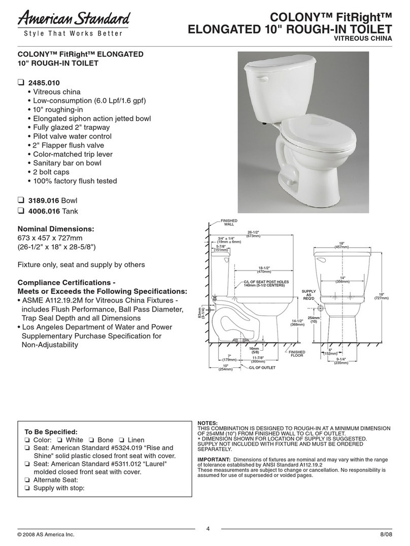 American Standard Colony Fitright 2485.010 User manual