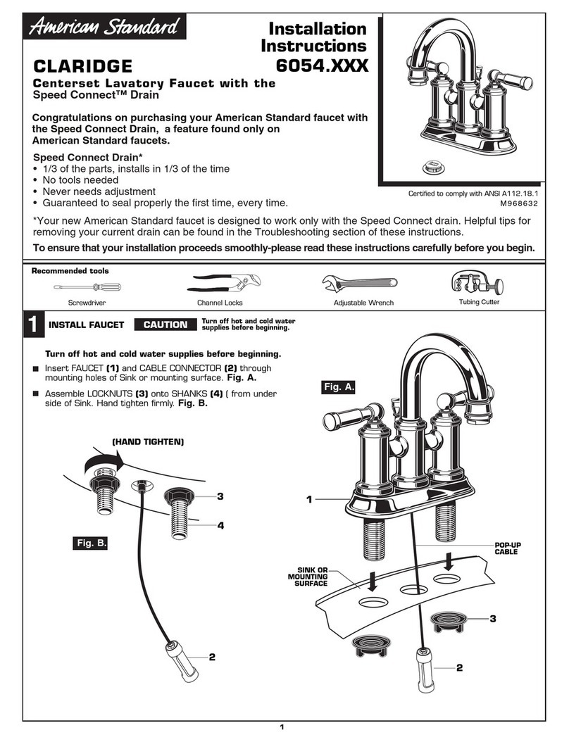American Standard Claridge Centerset Lavatory Faucet 6054.XXX User manual American Standard Claridge Centerset Lavatory Faucet 6054.XXX User manual