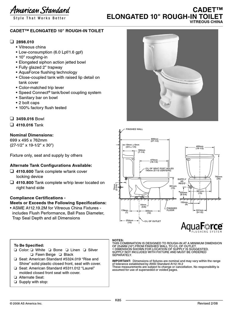 American Standard Cadet 2898.010 User manual