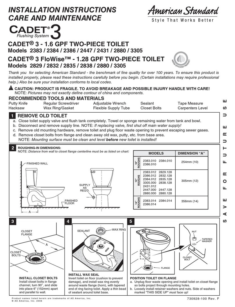 American Standard Cadet 3 2829 installation instructions