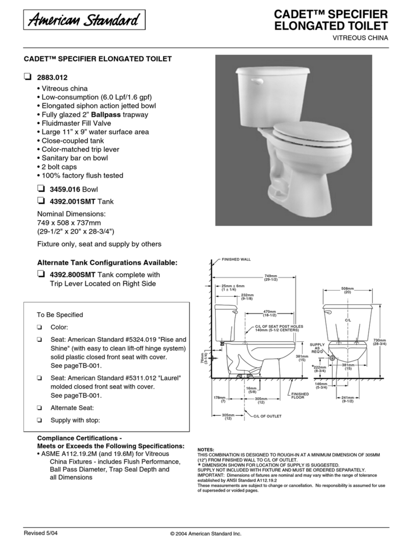 American Standard Cadet 2883.012 User manual