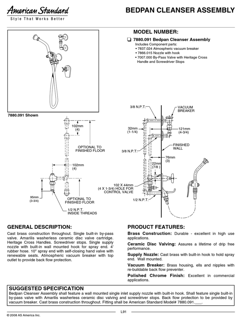 American Standard Bedpan Cleanser 7007.000 Assembly manual American Standard Bedpan Cleanser 7007.000 Assembly manual