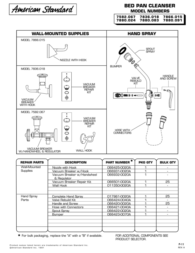 American Standard Bed Pan Cleanser 7836.018 parts list