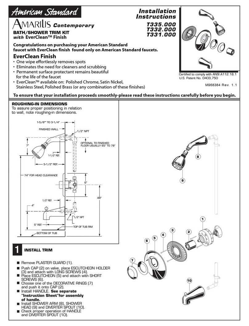 American Standard Bath/Shower Trim Kit T331.000 User manual