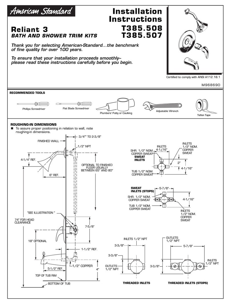 American Standard Bath/Shower Trim Kits T385.507 installation instructions