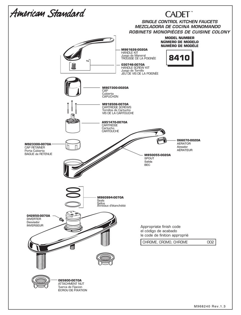 American Standard Cadet Single Control Kitchen Faucet 8410 parts list