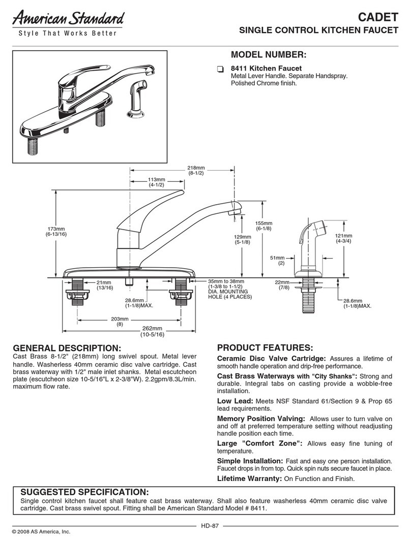 American Standard Cadet 8411 Operating and safety instructions