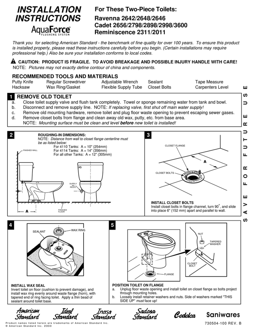American Standard Cadet 3600 User manual American Standard Cadet 3600 User manual