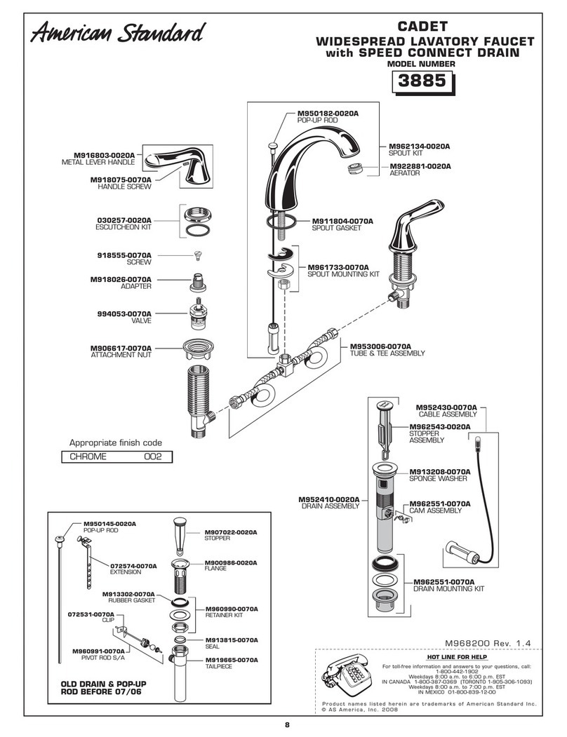 American Standard Cadet 3885 parts list