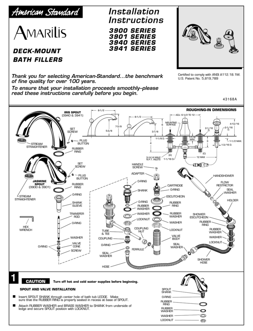 American Standard Deck-Mount Bath Fillers 3900 SERIES installation instructions American Standard Deck-Mount Bath Fillers 3900 SERIES installation instructions