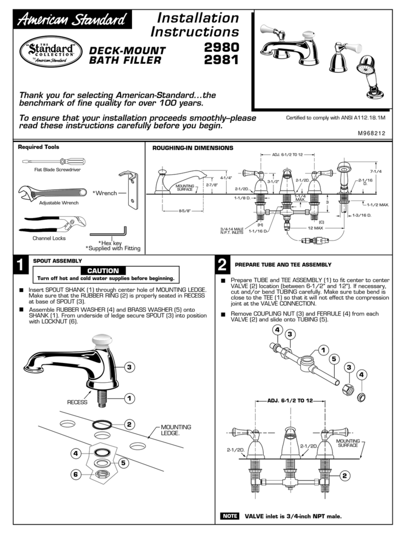 American Standard Deck-Mount Bath Filler 2980 installation instructions American Standard Deck-Mount Bath Filler 2980 installation instructions