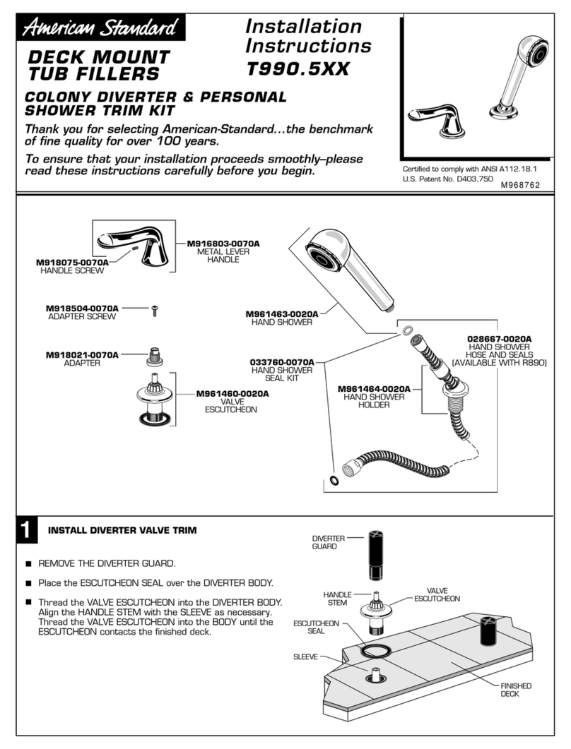 American Standard Deck Mount Tub Fillers T990.5XX installation instructions
