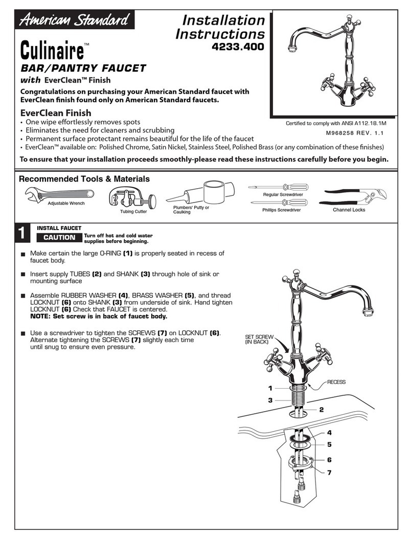American Standard Culinaire Bar/Pantry Faucet 4233.400 installation instructions American Standard Culinaire Bar/Pantry Faucet 4233.400 installation instructions