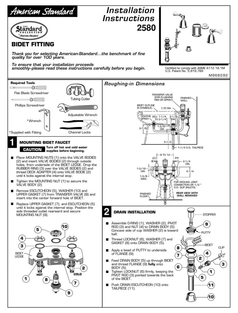 American Standard Fixture-Mounted Bidet Fitting 2580 User manual