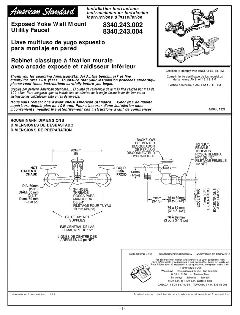 American Standard Exposed Yoke Wall Mount Utility Faucet... installation instructions American Standard Exposed Yoke Wall Mount Utility Faucet... installation instructions