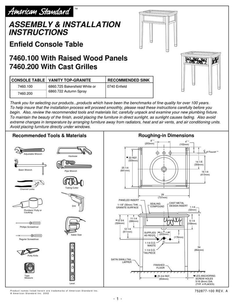 American Standard Enfield Console Table 7460.100 Instruction manual American Standard Enfield Console Table 7460.100 Instruction manual