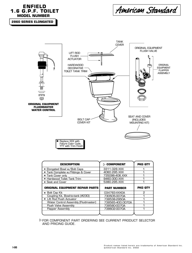 American Standard Enfield 2860 Series parts list