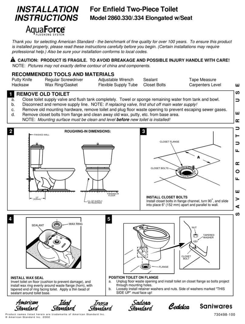 American Standard Enfield 2-PC Elongated Toilet 2860.330 installation instructions