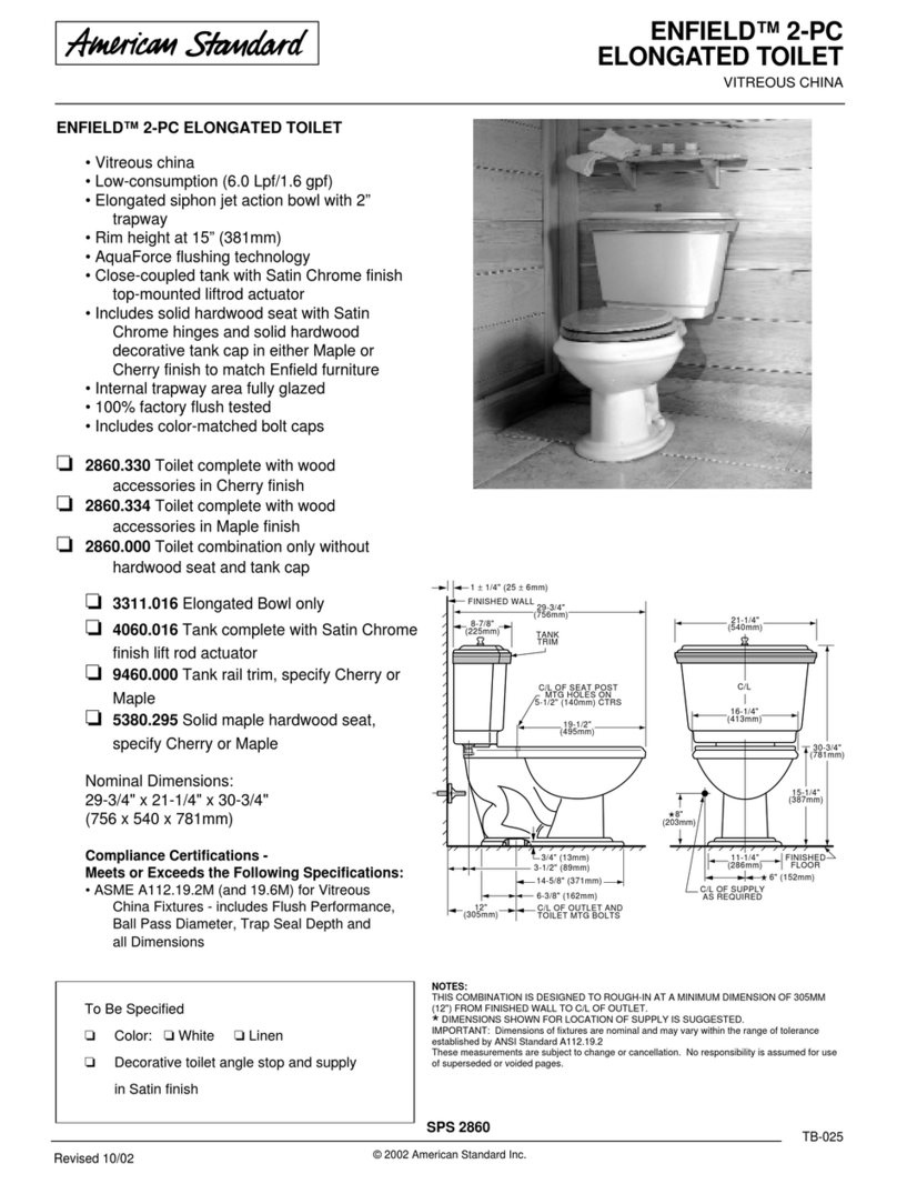 American Standard Enfield 2-PC Elongated Toilet 2860.000 User manual