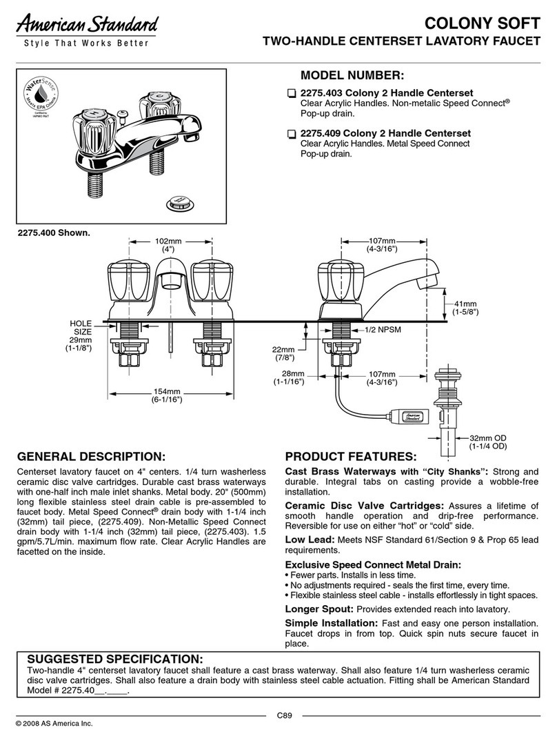 American Standard Colony Soft 2275.403 Specification sheet