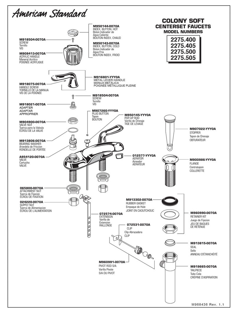 American Standard Colony Soft 2275.400 User manual