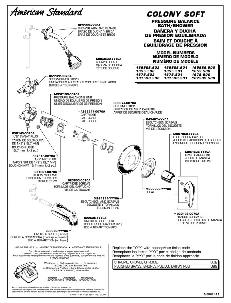 American Standard Colony Soft 1655.500 parts list American Standard Colony Soft 1655.500 parts list