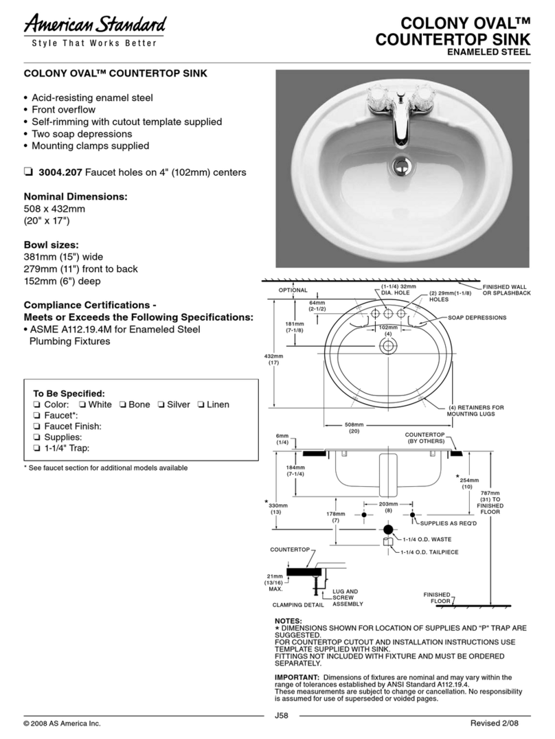 American Standard Colony Oval J58 User manual American Standard Colony Oval J58 User manual