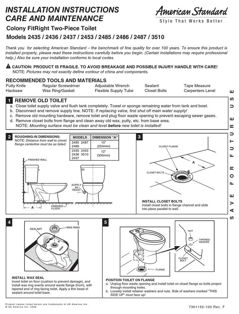 American Standard Colony FitRight Two-Piece Toilet 2453 installation instructions American Standard Colony FitRight Two-Piece Toilet 2453 installation instructions