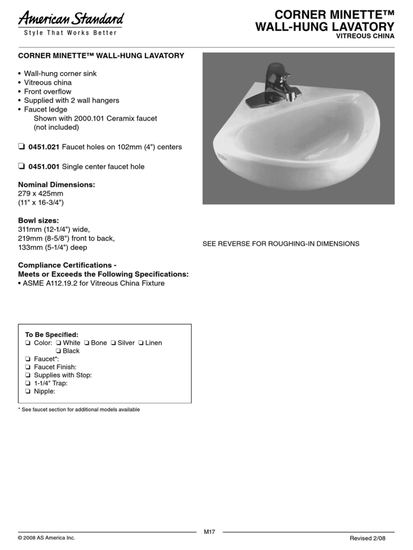 American Standard Corner Minette 0451.001 Specification sheet