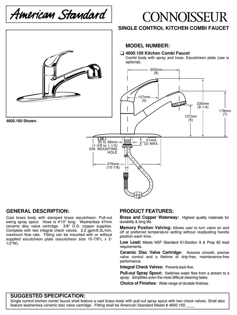 American Standard Connoisseur 4600.100 Specification sheet