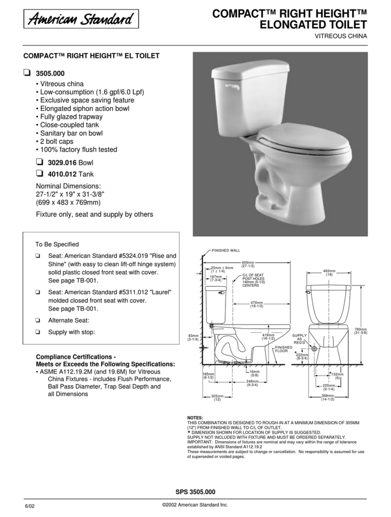 American Standard Compact Right Height Elongated Toilet... Specification sheet
