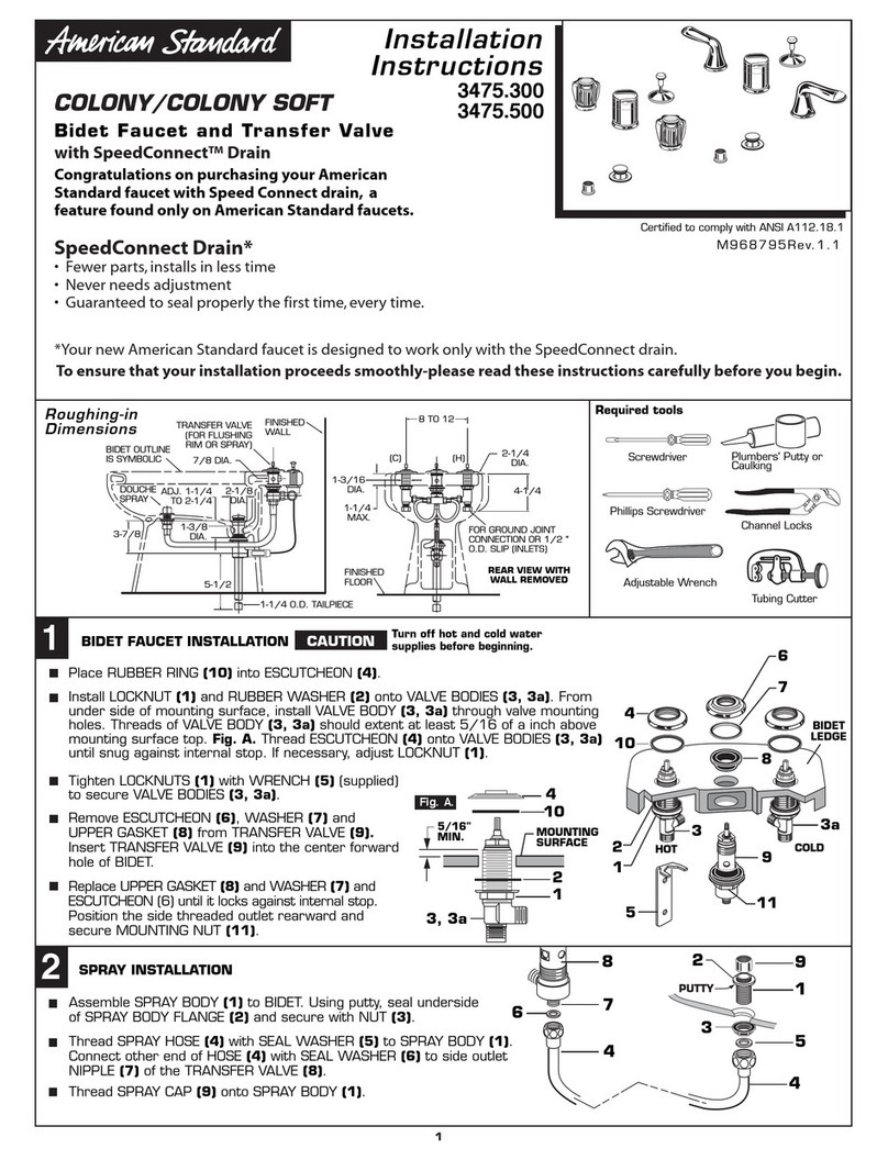 American Standard COLONY 3475.500 User manual American Standard COLONY 3475.500 User manual