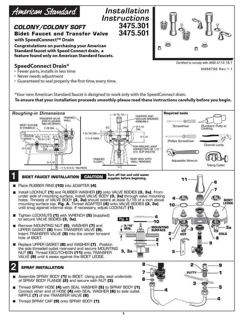 American Standard Colony/Colony Soft 3475.301 installation instructions