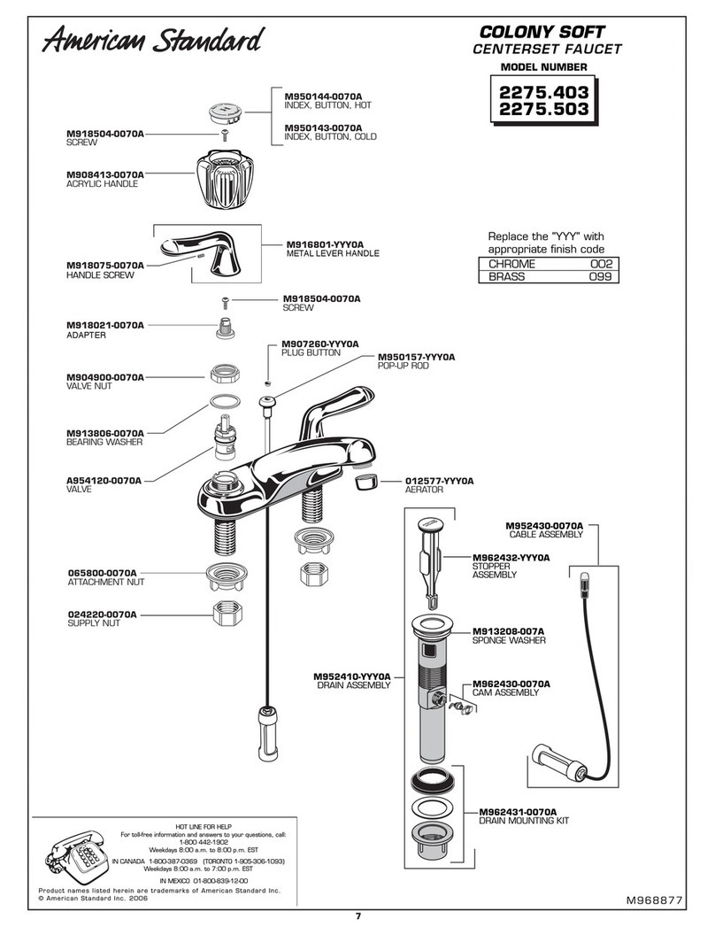 American Standard Colony Soft M968877 parts list