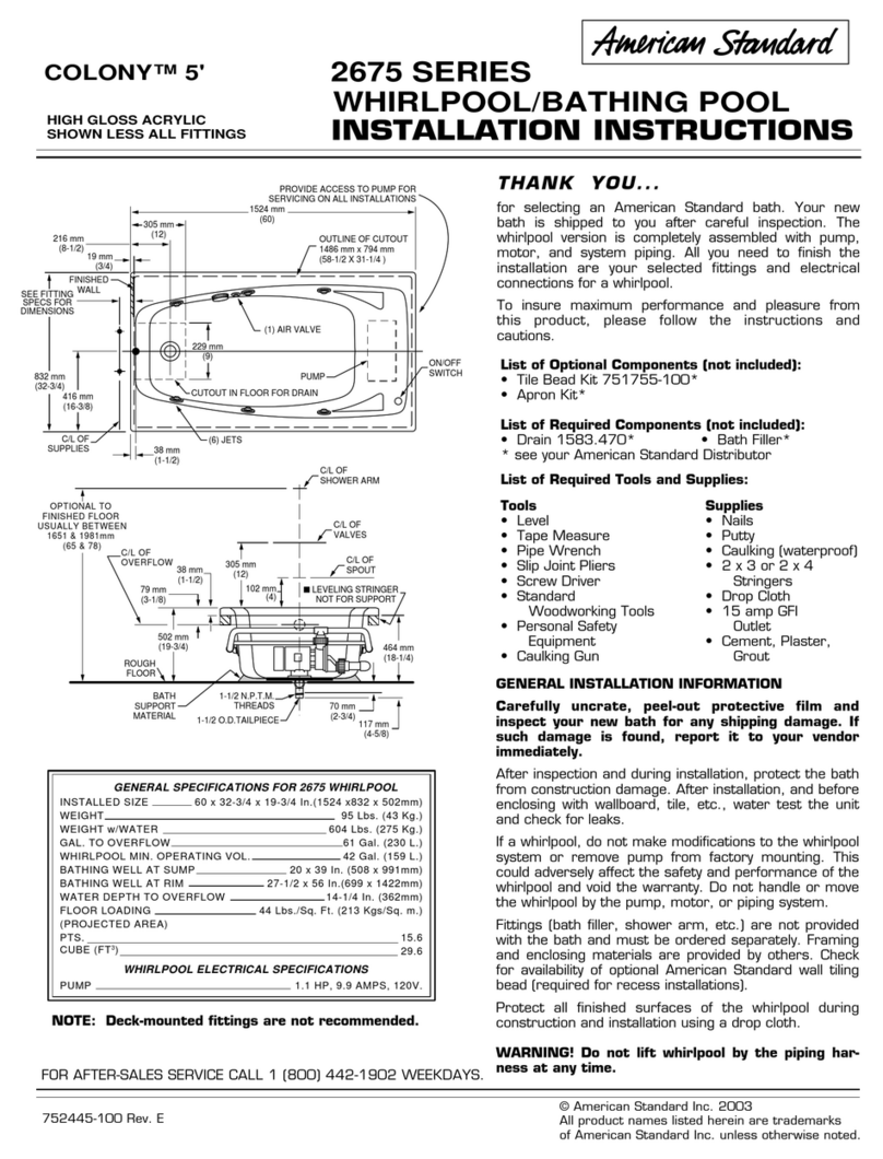 American Standard COLONY 2675 SERIES User manual American Standard COLONY 2675 SERIES User manual