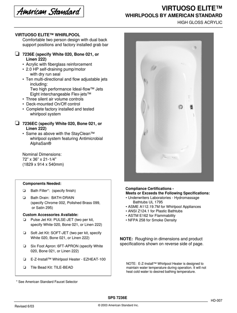 American Standard Virtuoso Elite Whirlpool 7236EC User manual American Standard Virtuoso Elite Whirlpool 7236EC User manual