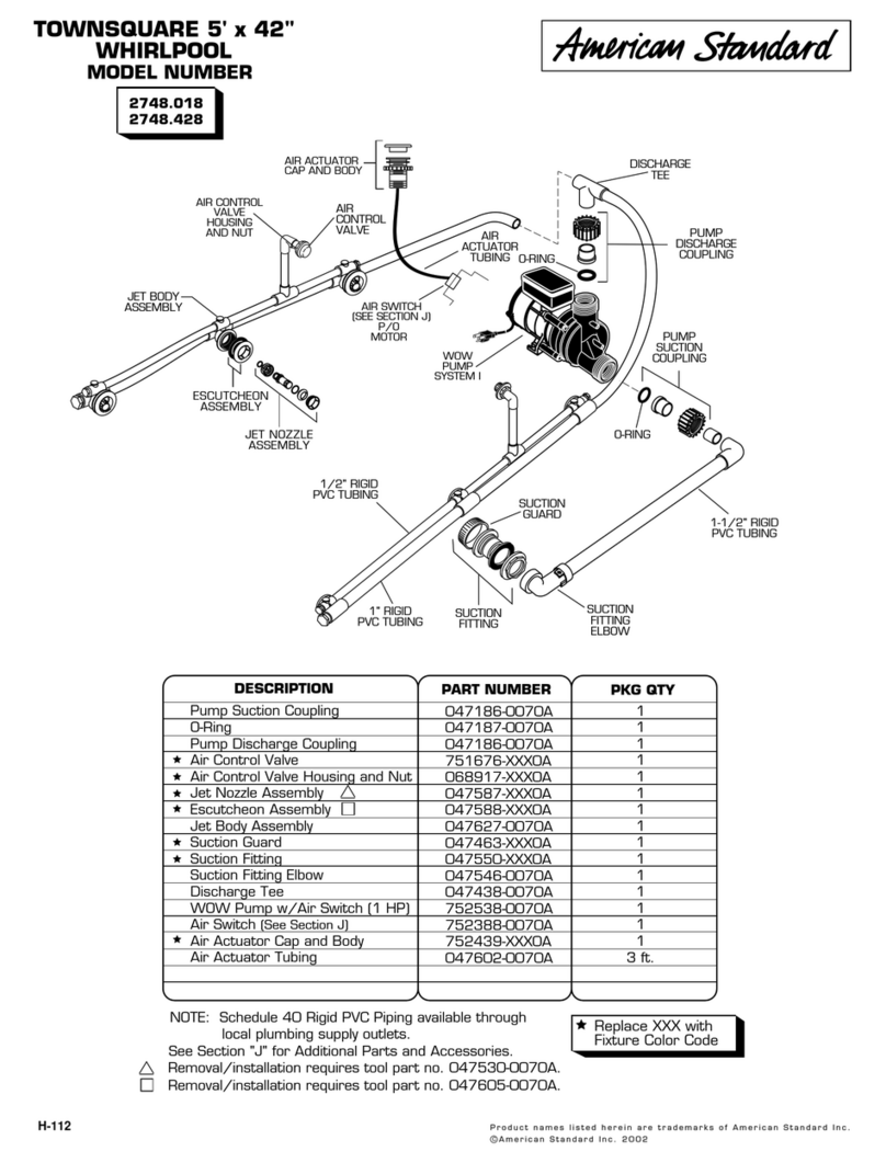 American Standard TownSquare Whirlpool 2748.018 User manual
