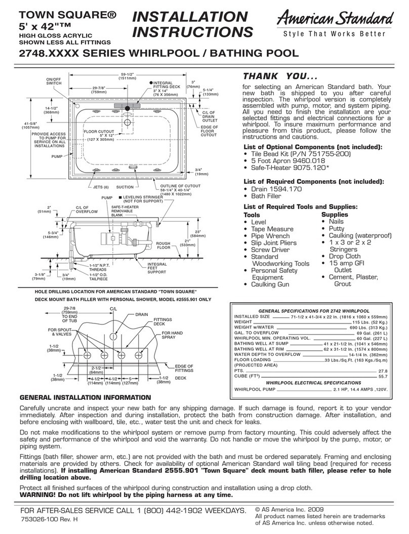 American Standard TOWN SQUARE 2748.XXXX SERIES User manual