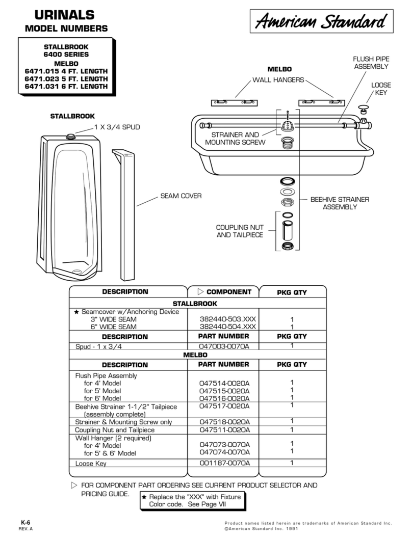 American Standard Urinal 6471.015 Specification sheet American Standard Urinal 6471.015 Specification sheet