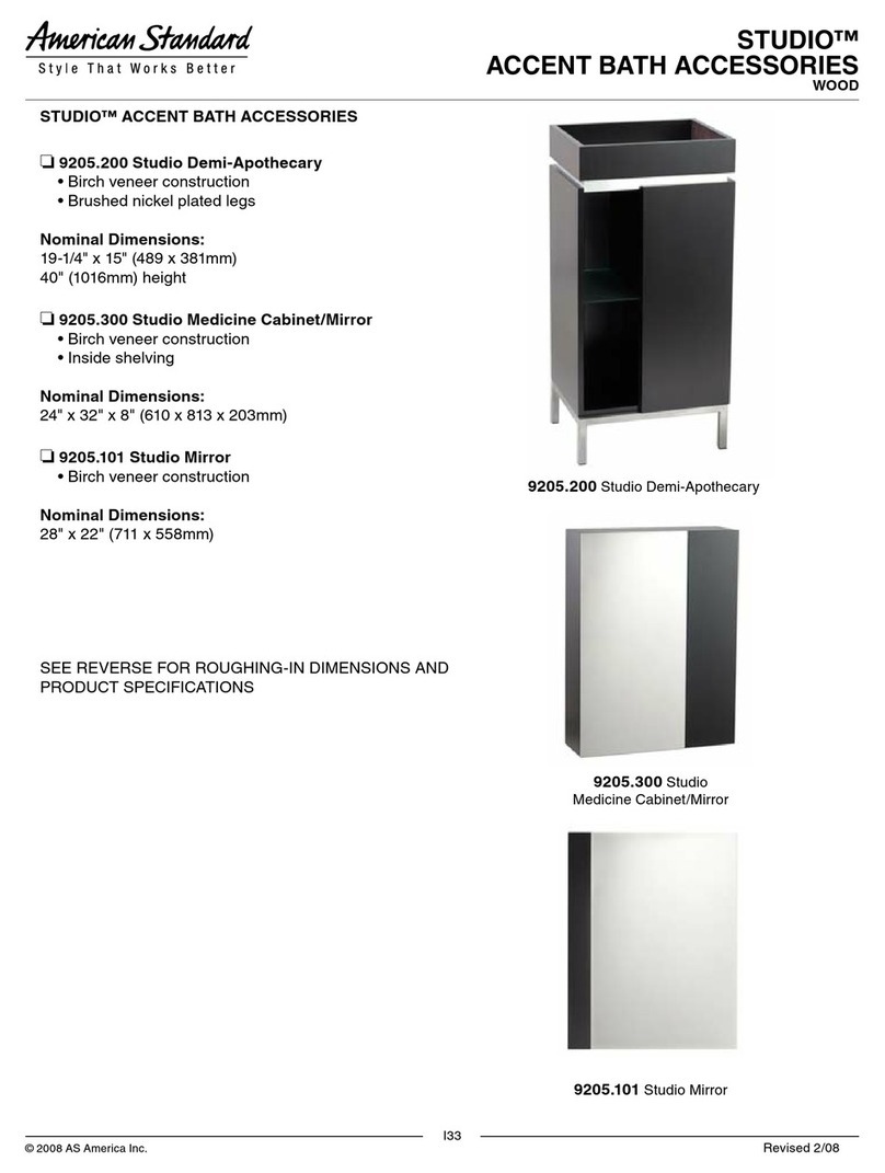 American Standard Studio Accent Bath Accessories 9205.101 Specification sheet