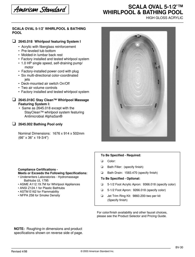 American Standard Scala Oval 2645.002 Specification sheet