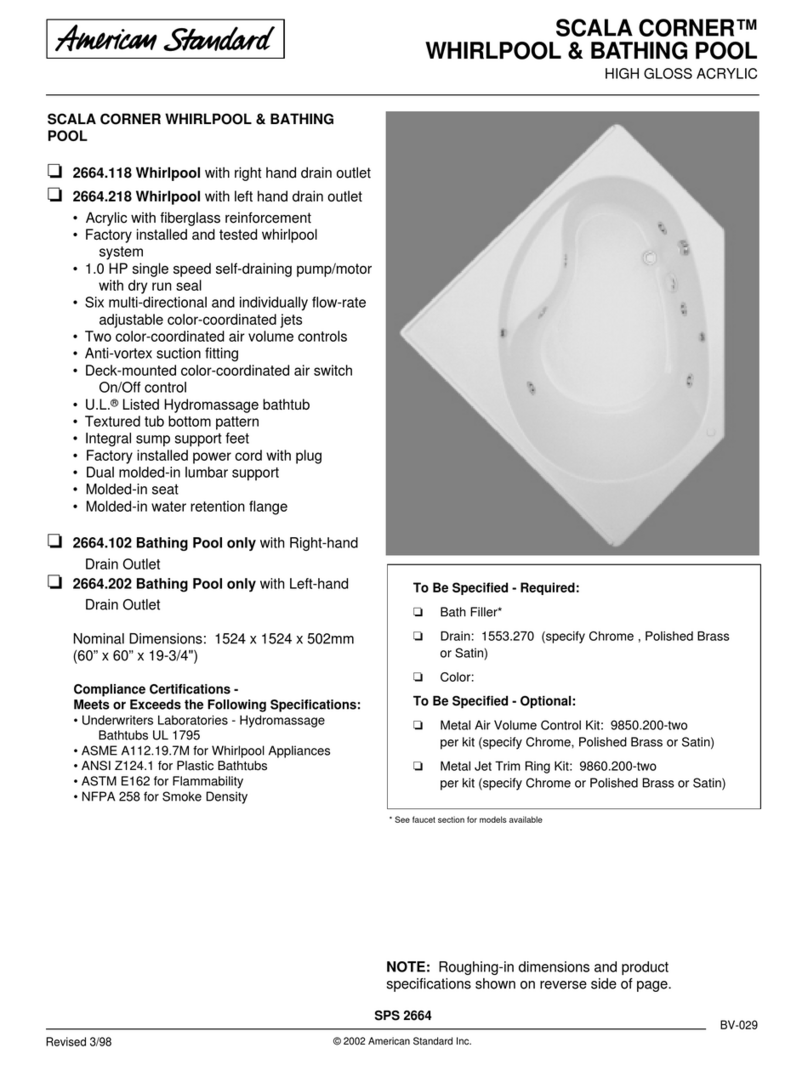 American Standard Scala Corner Whirlpool and Bathing Pool... User manual American Standard Scala Corner Whirlpool and Bathing Pool... User manual