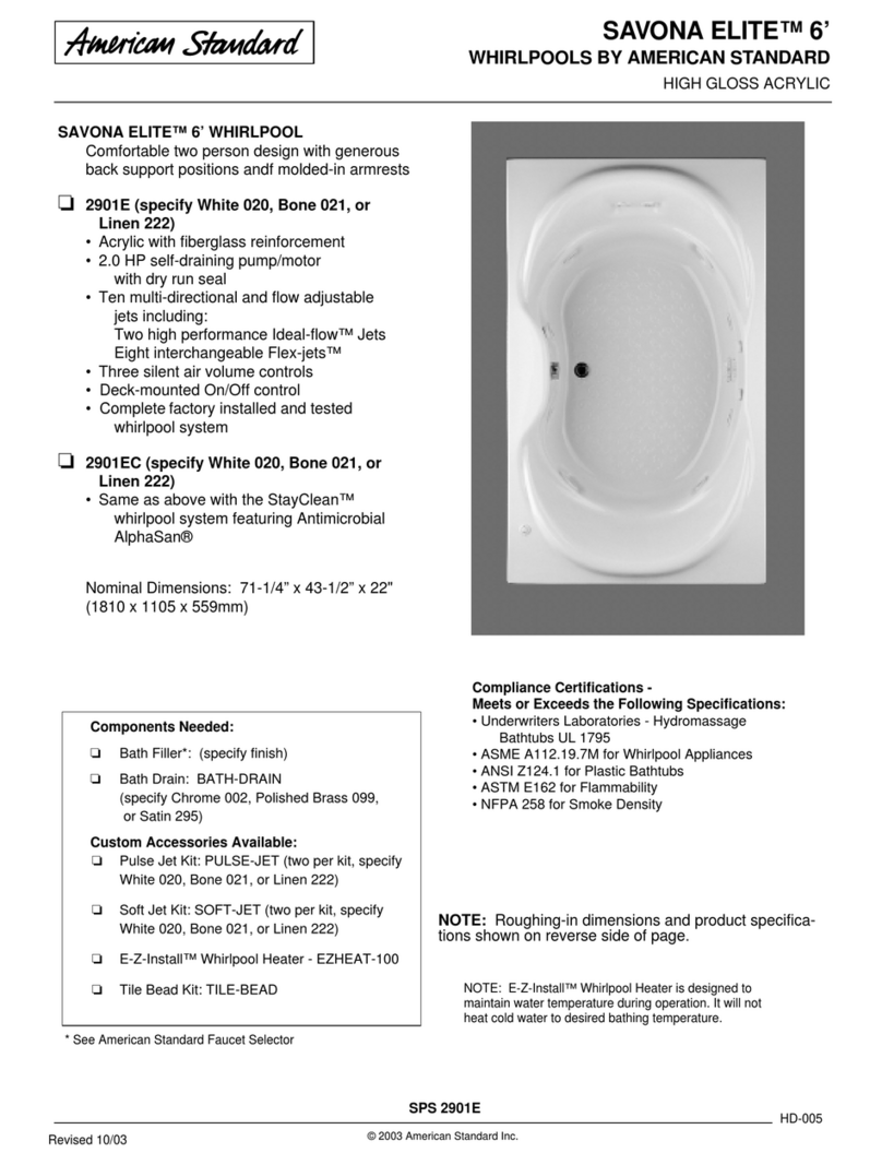 American Standard Savona Elite 6' Whirlpool 2901EC User manual