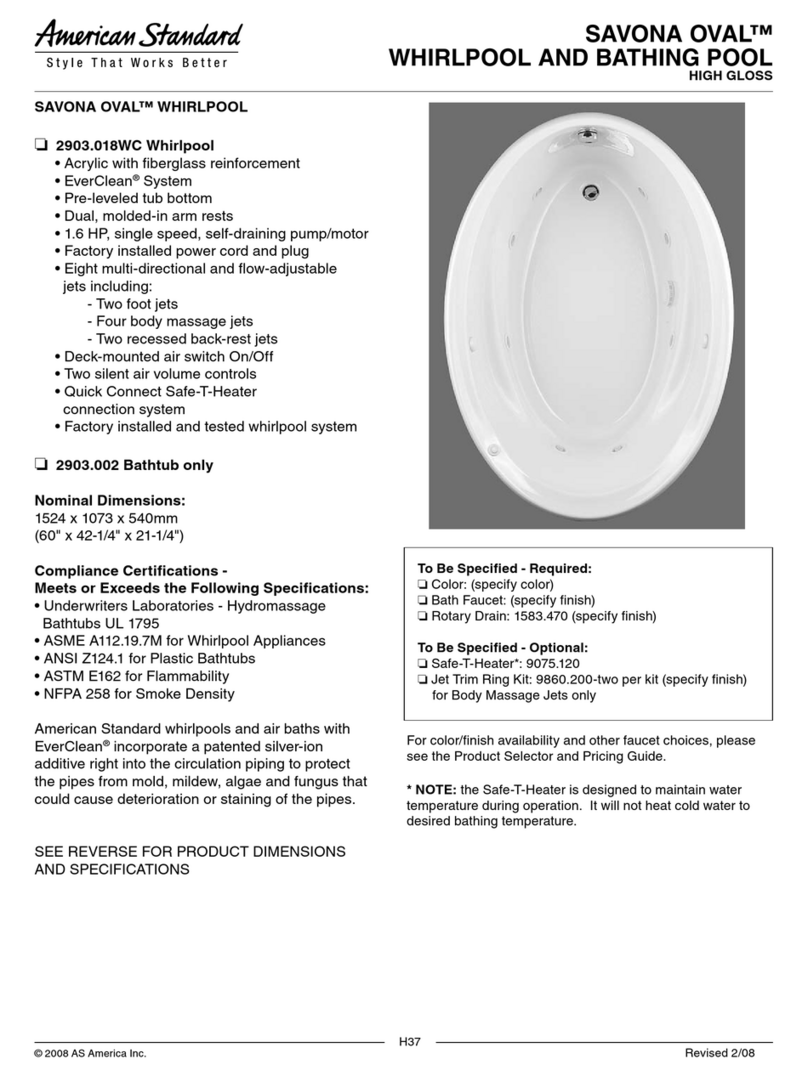 American Standard Savona Oval Whirlpool and Bathing Pool... Specification sheet